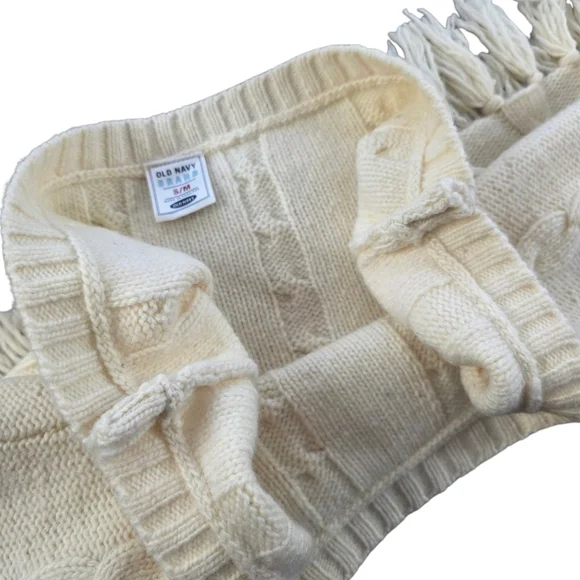 Y2K '04 Old Navy Lambswool Cable Knit Fringe Scarf & Mini Skirt Set S/M Cream - Picture 7 of 13
